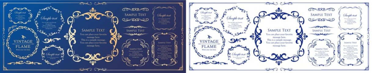 ウエディングデコレーション　デザイン素材セット　ビンテージ　フレーム　高級感　アンティーク