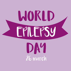 Purple world day of epilepsy awareness. Epilepsy solidarity symbol. Perfect for badges, banners,  flyers, social campaign, charity events on epilepsy problem. Healthcare, medical concept.. Vector 