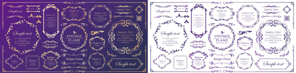 ウエディングデコレーション　デザイン素材セット　ビンテージ　フレーム　高級感　アンティーク