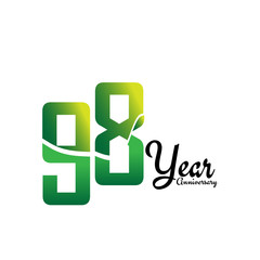 98 Years Anniversary Celebration Logo Vector Template Design Illustration