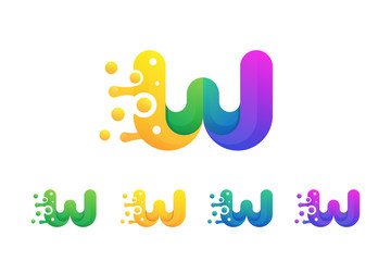 Letter w colorful logo. Font style, vector design template elements for your application or corporate identity. Colorful W Letter Icon. Creative character gradient fluid concept. paper cut style.