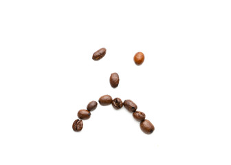 Coffee beans in shape of sad face