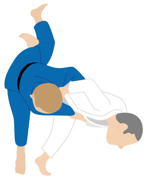 柔道　内股　白背景