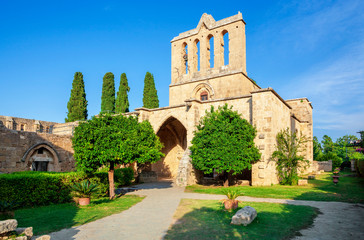 Fototapeta na wymiar Ruins of the Bellapais Abbey monastery in Northern Cyprus near the town of Kyrenia.
