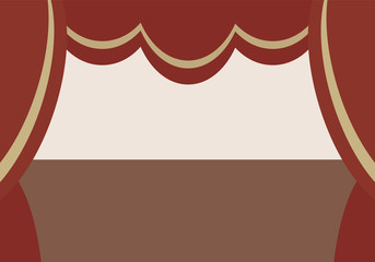 Opera House Theatre Stage, Open Red Curtain