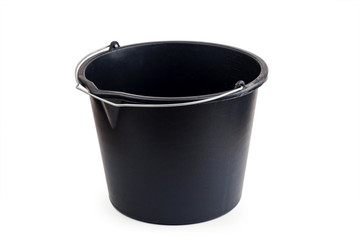 a black bucket isolated on white background
