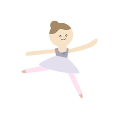 Cute Ballet Girl, Saute Arabesque, Ballerina Vector Illustration