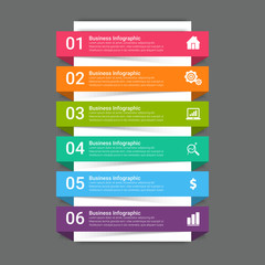 Presentation business infographic template with 3, 4, 5, 6 options. Vector illustration.