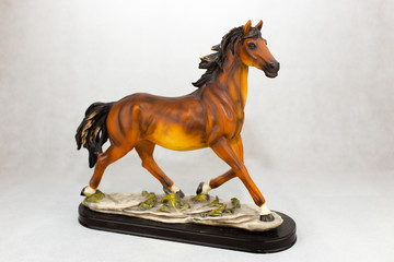 Red horse wood statue