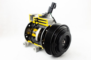 Air conditioning compressor with a cut view
