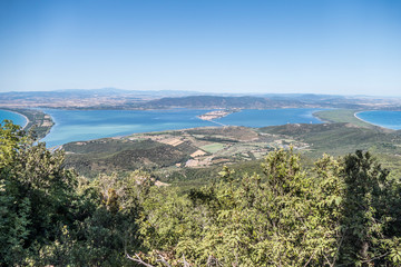 Aerial view of the lagoon of Orbetello