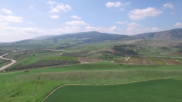 Aerial view on fields near Tel Hazor National Park. Israel. DJI-0003-05