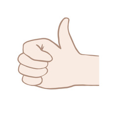 Thumbs up. Like symbol. Vector color sketch drawing in doodle style.