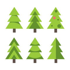 Set of Christmas Fir Trees isolated on White