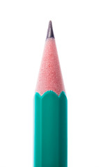 Closeup view of pencil isolated on white background