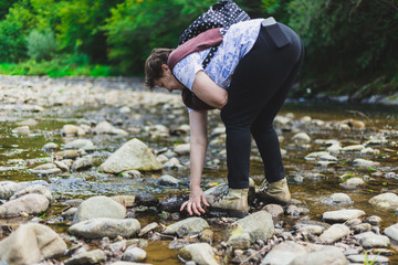 Senior woman hiking in nature