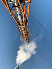 View on industrial chimney from bottom
