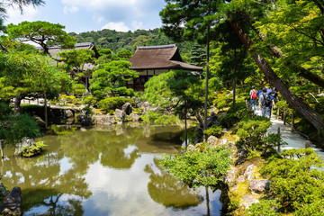 The pond at the Japanese gardens of Ginkaku-ji Temple (Silver Pavilion), Kyoto, Japan