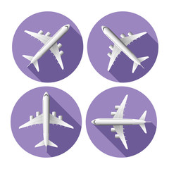 Airplane with Shadow Travel Flight Icon Collection