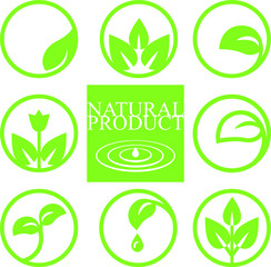 sign natural product organic set