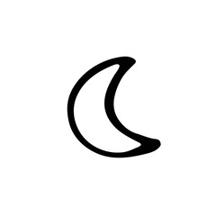 Small moon cute hand drawn doodle vector illustration, sticker, icon, design element. Black monochrome design. Isolated on white background. Easy to change color. Decorative element. Coloring. 