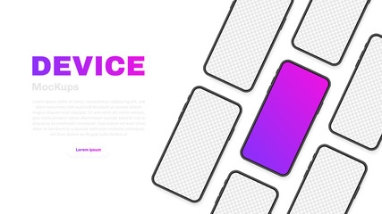 Smartphone blank screen, phone mockup. New phone model. Template for infographics for presentation UI design interface. Vector illustration