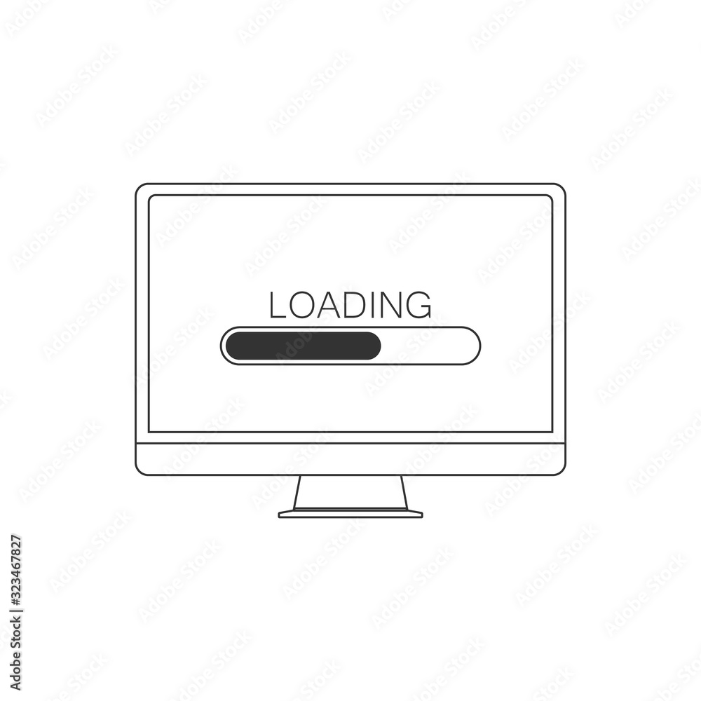 Poster system software update and upgrade concept. loading process in pc screen. vector illustration.