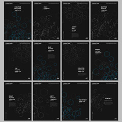 A4 brochure layout of covers design templates for flyer leaflet, A4 format brochure design, report, magazine cover, book design. Hexagonal molecule structure for medical, chemistry, science concepts.