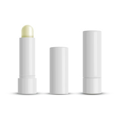 Open and closed tube of lip balm mockups