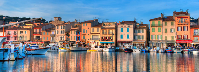Beautiful capture of the famous little village and harbour of Cassis in the south of France on a...