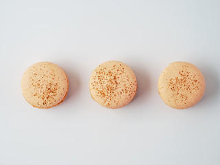 French macarons isolated on white background.