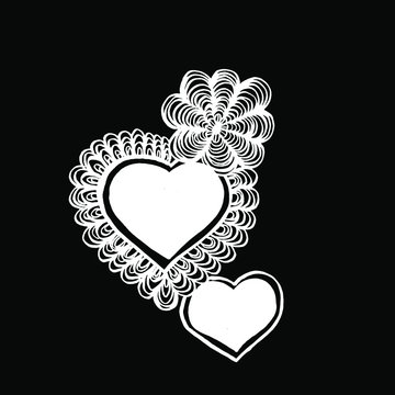  Vector image. Close-up abstract heart on an isolated black background. Cover design, tattoo, clothing print.