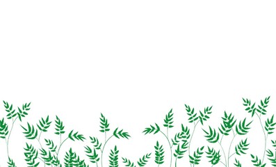 green floral background with grass and flowers