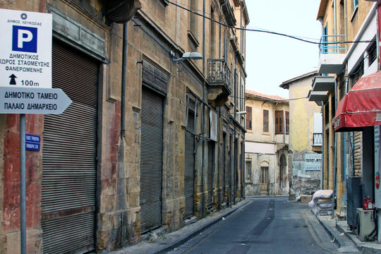 narrow street in old town of nicosia , cyprus