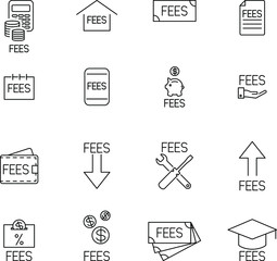 Fee icon set, fees payment, vector illustration