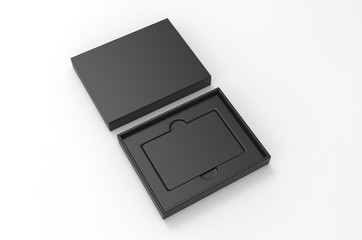 Blank gift card hard box for branding, 3d render illustration.