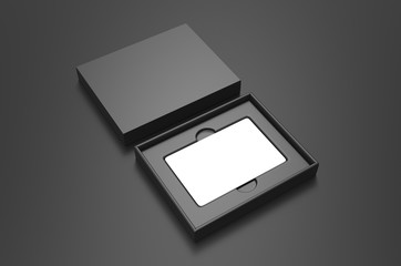 Blank gift card hard box for branding, 3d render illustration.
