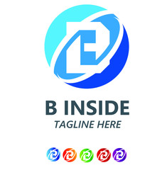 Letter B logo with Circle inside with blue. Vector bright colors typeface for delivery labels, business headlines, finance posters, sport cards etc.