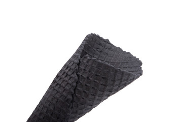 black waffle cone for ice cream isolated on the white