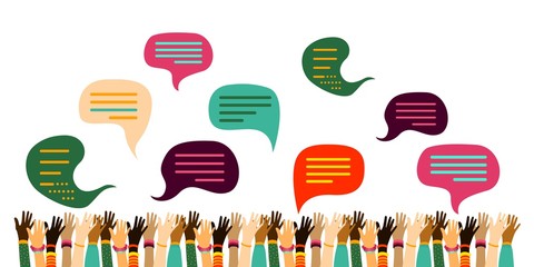 Freedom, Liberty, Respect, Multicultural Concept. Peaceful Demonstration. Hands, Black and 