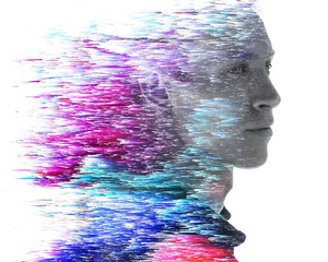 A portrait combined with a digital illustration