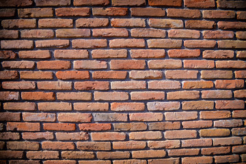 Old red brick wall background 