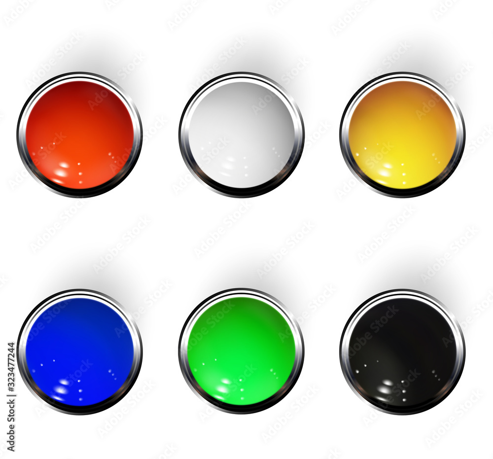 Wall mural realistic shiny button with metallic elements, vector.