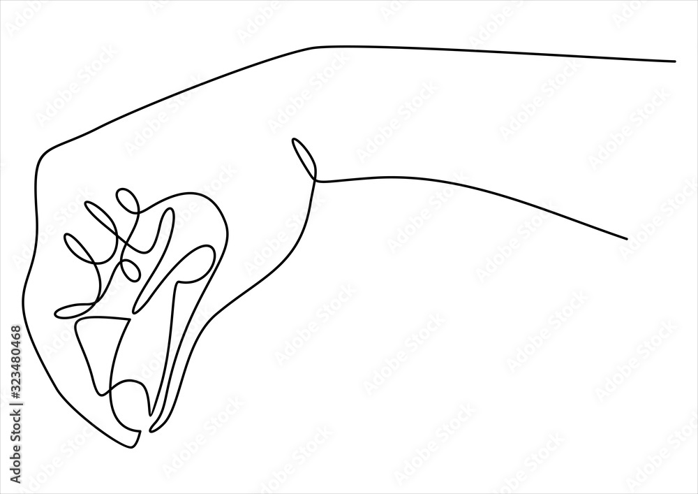 Poster empty hand icon keeping something- continuous line drawing