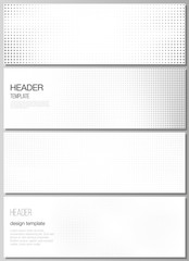 Vector layout of headers, banner design templates for website footer design, horizontal flyer design, website header. Halftone effect decoration with dots. Dotted pattern for grunge style decoration.