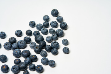 Tasty blueberries isolated on white background. Blueberries are antioxidant organic superfood. Tasty blueberries close up.