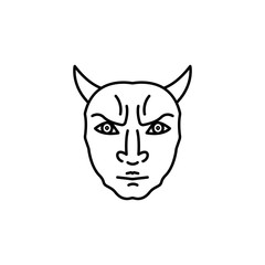 devil mask line icon on white background