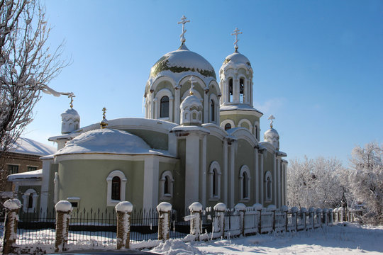 Winter St Serafim Church in the city of Donetsk
