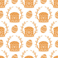 Vector seamless pattern Easter symbols Festive Egg