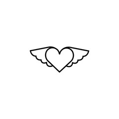 heart angel line icon on white background